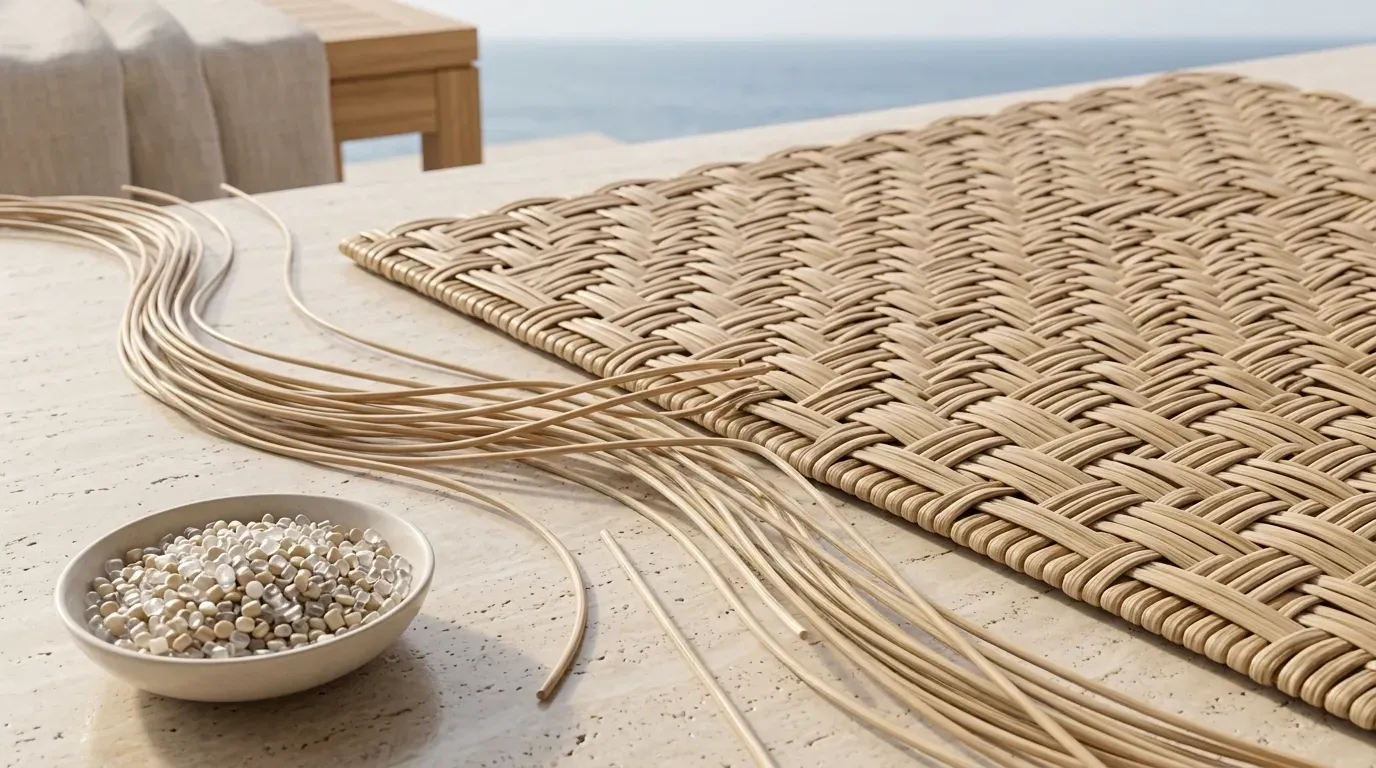 All weather synthetic wicker weave details - HDPE Rattan Balcony Swing Pattern